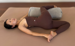 Supported Cat Pulling Its Tail